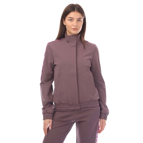 OFF WHITE Giacca da pista donna bianco sporco ATHL con fascia logo colore viola