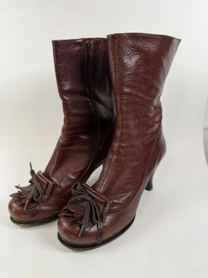CHIE MIHARA Vintage Leather High Ankle Boots Brown Heritage Academia Sz 11.5 - Image 1 of 4