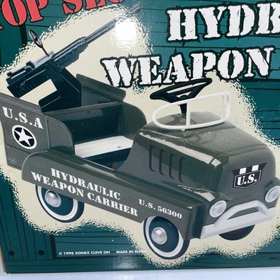 Vehículo de pedales porta armas hidráulicas Xonex escala 1:3 diecast 1998 coche militar Foto 1 de 4