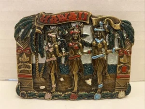 VINTAGE HAWAII TÄNZER HAWAII MASSIV MESSING Pazifik Messing und Schnalle Gürtelschnalle - Bild 1 von 5