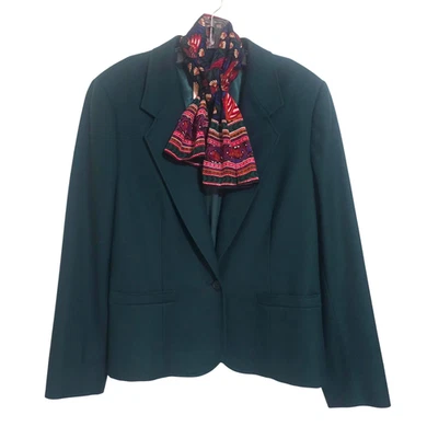 Vtg Pendleton Blazer Womens Sz 14 Virgin Wool Jacket Dark Green w Scarf Ex Cond - Image 1 of 4