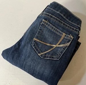 Ariat Real Jeans 16 Girls Blue Denim Stretch Boot Cut Western Cowgirl Mid Rise - Picture 1 of 2