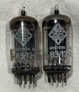 Pair of Telefunken 12AX7 ECC83 Long Smooth Plate Tubes TV-7D/U Strong!! - Picture 1 of 5