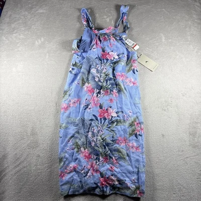Tommy Bahama Halter Tie Neck Women’s XS Blue Linen Dress Tropical Floral NWT #2A - Image 1 of 4