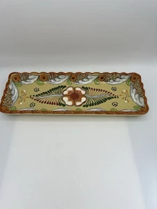 Mendez Torres Mexican Pottery Rectangular Platter Handmade Signed Orange Yellow - Picture 1 of 10