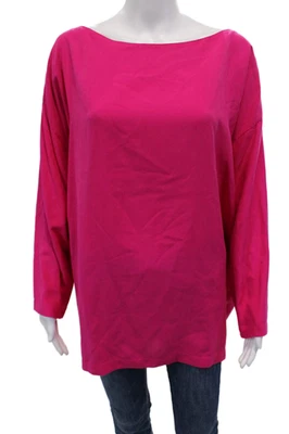 Blusa Donna Karan New York Mujer Seda Manga Larga Cuello Barco Rosa Talla L Foto 1 de 4