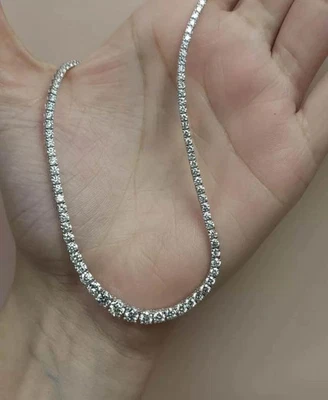14Ct Huge Graduated Lab Created Diamond Tennis Necklace 14k White Gold Over 16" - Image 1 of 4