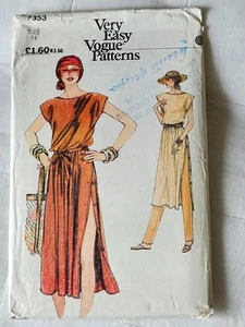 Vintage 1970s dress pattern Vogue 7353 size 14 bust 36 - Picture 1 of 2