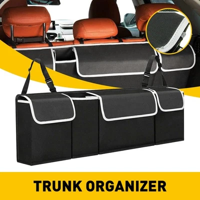 Organizador de maletero de coche Oxford asiento trasero bolsa de almacenamiento accesorios interiores con 4 bolsillos Foto 1 de 4