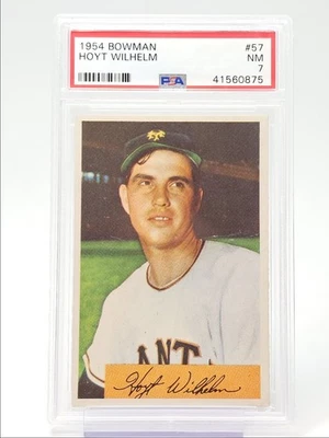 HOYT WILHELM 1954 BOWMAN BASEBALL GIANTS #57 PSA 7 Q5775 - Image 1 of 2