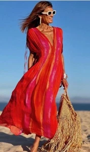 ZARA SLEEVELESS COVERUP TIE-DYE MAXI DRESS Size L NWT💚 - Picture 1 of 5