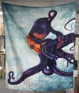 Purple Octopus Shower Curtain  56”x70” Polyester 10 Hooks
