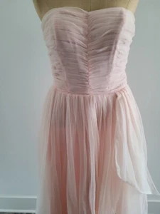 Vintage 50er Jahre Ball Party Kleid trägerlos transparent gerafft rosa Chiffon - Bild 1 von 7
