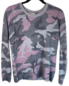 Amicale 100% Cashmere Pink Grey Camouflage Crewneck Sweater Size Small Women’s - Picture 1 of 9