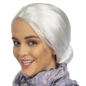 White Old Lady Wig - White Granny Costume Accessories Wig with Bun for Adults... - Picture 1 of 4