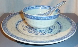 Teller + Suppenschale-Schüssel mit Löffel Drachen Motiv - Bild 1 von 7