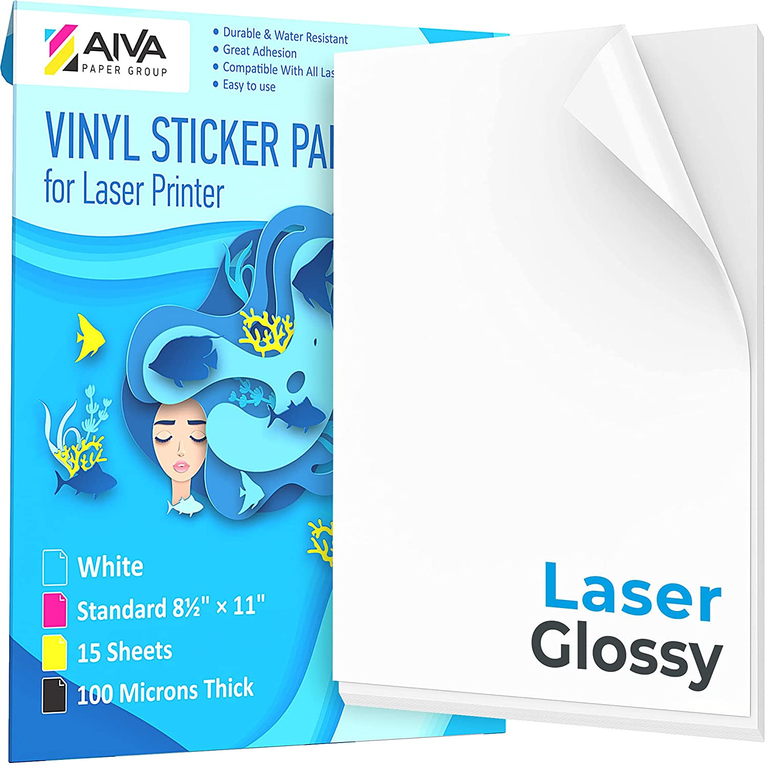 Printable Vinyl Sticker Paper for Laser Printer - Glossy White - 15  Self-Adhesiv | eBay
