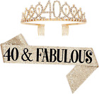 Leixi 40 and Fabulous Sash & Rhinestone Tiara Set - 40th Birthday Gifts Birthday