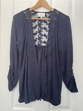 Skies Are Blue Women's Size Medium Open Front Cardigan Lace Detail Light Knit