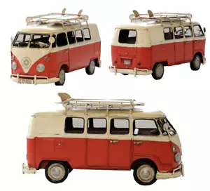 1966 tin plate model Kombi Camper Van in red and white with surfboards - Picture 1 of 7