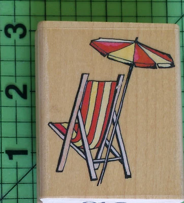 Beach Chair 2832-E Wood Mounted rubber stamp by Rubber Stampede - Image 1 of 3