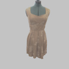 Nwt.  Ixia Summer Flirty Tan Dress W/ Embroidered Pattern Sleeveless. Size Small