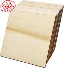 20 Pcs Unfinished Wood Pieces, 3 X 3 Inch Blank Natural Slices Wood Square