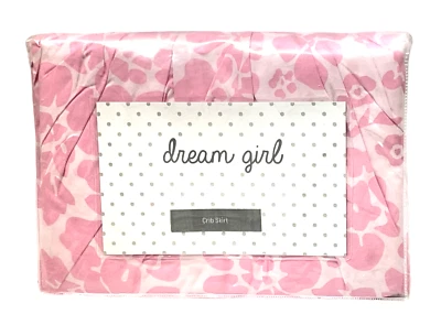 Dream Girl The Land of Nod Crib Skirt Pink Floral 27 "x 50" x 14" 100% Cotton - Image 1 of 4
