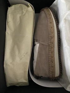 rag & bone Women's Espadrille Suede Runner Size 38.5 Warm Gray With Jute Trim - Picture 1 of 9