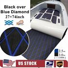 Black Over Blue Diamond Eva Foam Boat Flooring Mat Marine Yacht Deck Pad 27X74in
