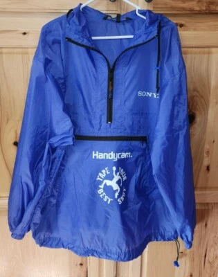 Sony Handycam промо куртка мужская XL синий с капюшоном Anorak ветровка винтажный 90-х - Изображение 1 из 4