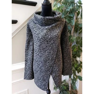 Willi Smith Blazer Jacket Women's Size Large Black Wool Blend Cowl Neck Strap - Picture 1 of 11