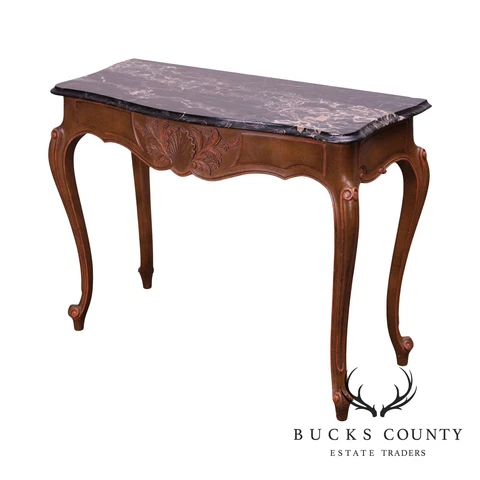 French Louis XV Style Vintage Marble Top Console Table Cover