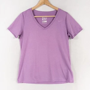 Camiseta Nike Para Mujer Grande Púrpura Corte Atlético Dri Fit Cuello en V Ropa Activa Fitness - Imagen 1 de 8