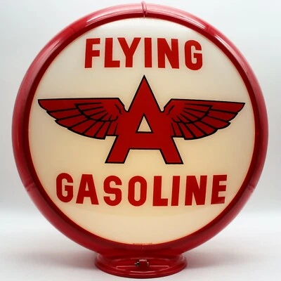 FLYING A GASOLINE "White Background" 13.5" Gas Pump Globe - SHIPS ASSEMBLED!! - Image 1 of 3