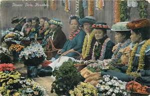 Tarjeta postal c1910 Honolulu Hawaii Flower Girls ocupación Mares del Sur #76 25-2046 - Imagen 1 de 2