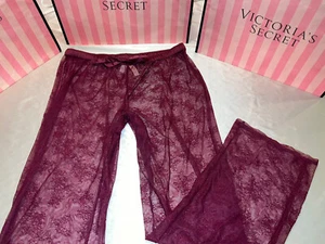 Victorias Secret Lace Lounge Pajama Pants Burgundy Wine Medium - Picture 1 of 3