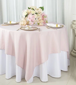 Wedding Linens Inc. 72" x 72" Square Polyester Table Overlay Toppers - Picture 1 of 27