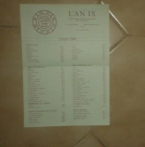 L'An IX. Liste tarif 1980. Pièces pour armes anciennes. - Picture 1 of 1