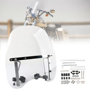 Large Clear Motorcycle Windshield Windscreen Universal Fit 7/8'' 1'' Handlebar - Picture 1 of 10