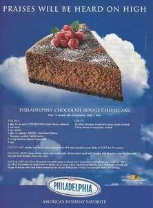 2002 Kraft Philadelphia Frischkäse Schokolade Käsekuchen DRUCKANZEIGE Werbung - Bild 1 von 1