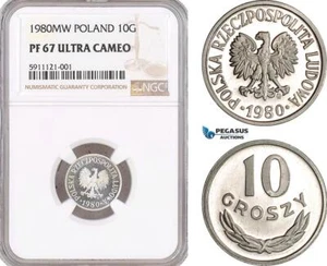 AF772, Poland, 10 Groszy 1980 MW, Warsaw, NGC PF67UC - Picture 1 of 1