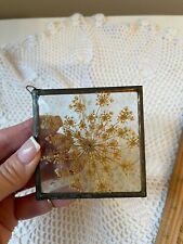 Pressed Dried Flower in Glass-Sun catcher-Square Gunmetal Frame-Wall Hanging