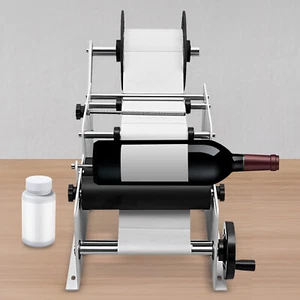 Máquina de etiquetado manual ajustable máquina de etiquetado de botellas redondas de escritorio blanca - Imagen 1 de 12