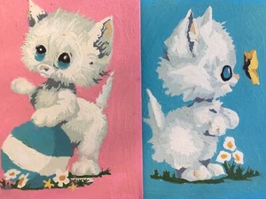 Malen nach Zahlen Kätzchen groß blauäugig Happy Kitten Schmetterling Ball 8”x 6” ungerahmt - Bild 1 von 9