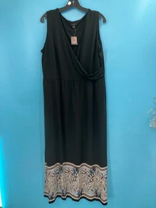 J Jill Wearever Collection Women Black Floral Art Sleeveless Dress (NWT) size 1X - Picture 1 of 7