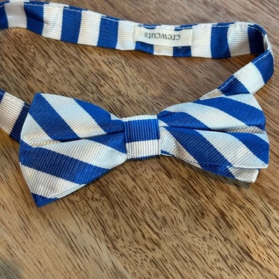 Corbata ajustable Crewcuts azul blanco a rayas seda niños pequeña 4-7 Foto 1 de 3
