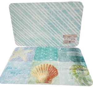 3 Same Reversible Plastic Placemats (12"x18") SEALIFE, SEASHELL, STARFISH, CA - Picture 1 of 12