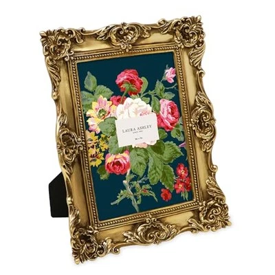 Laura Ashley 5x7 Gold Ornate Textured Hand-Crafted Resin Picture Frame with - Image 1 of 4