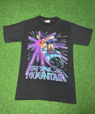 Vintage 90s Space Mountain Disney World Roller Coaster USA Made Small T Shirt  - Image 1 of 4